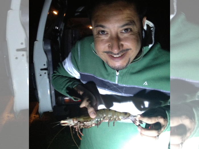 Steve with the MONSTER prawn
